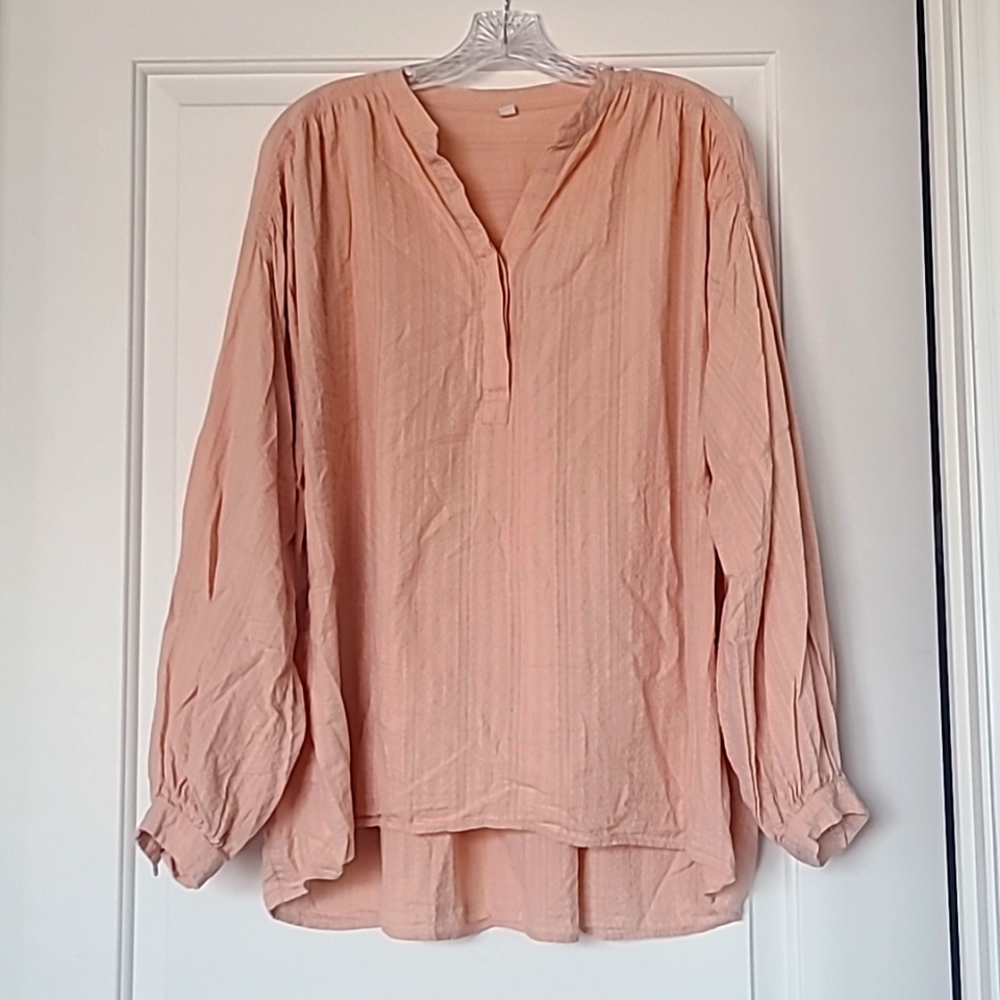 Uniqlo Quarter Button Pink Blouse